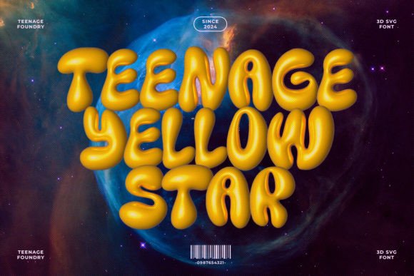Teenage Yellow Star: A Trendy 3D SVG Display Font for Modern Editorial Design